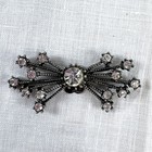 Vintage Gunmetal Rhinestone Starburst Shoe Clips Set Clear Crystal Sunburst Bow