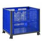 Collapsible Bulk Container Mesh Walls 600lb Capacity Stackable 4 High Blue