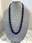 Vintage Cobalt Blue Trade Bead Necklace 31 Inches 108 Grams