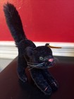 Steiff Black Cat Mohair  Germany Tag And Button  Halloween  Rare  