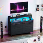 Modern 6-drawers Dresser With Led Light  Bedroom Closet Dresser Chest Of Drawers