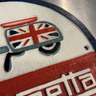 Vintage Lambretta Scooter Cast Iron Sign Featuring Union Jack 9 5x9 5in Round