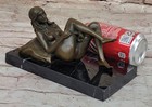 Beautiful Signed Art Nouveau Gilt Bronze Sculpture Figure Statue Naked Nude Girl