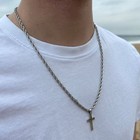Stainless Steel Cross Pendant Necklace     Rope Chain 20    Christian Jewelry