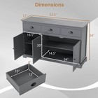 3 Drawers Sideboard Buffet Cabinet Console Table Kitchen Storage Cupboard Gray