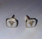 Vintage Caduceus Symbol Mother Of Pearl Cufflinks Md Doctor Nurse Rx