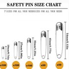 Safety Pins 50 100pcs Assorted Sizes Silver Pins Bulk - Small   Large Heavy Duty