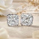 3ct Cushion Cut Natural Diamond Solid 14k White Gold Earring Stud Gift For Woman