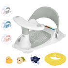 Baby Bath Seat With Thermometer  Non-slip Toddler Chair For 6-24 Months  Gray