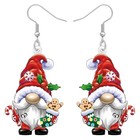 Cute Acrylic Christmas Gnome Earrings For Women Santa Grinch Dangle Green