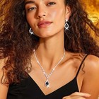 Silver Bridal Necklace Earrings Set Crystal Wedding Jewelry