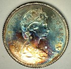1967 Canada Silver 10 Cents Coin Uncirculated Irridescent Toning Canadian Dime