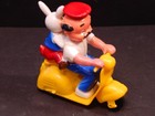 Original Vintage Easter Bunny On Vespa Scooter Friction Toy 4 1 2  Hong Kong