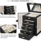 Jewelry Box Organizer Functional Leather Jewelry Storage  Black
