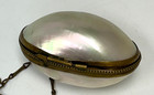 Antique French Victorian Mother Of Pearl Pill Box Snuffbox With Necklace Chain