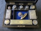 Antique Victorian Wood Traveling Vanity Box With Built In Storage 1800 s