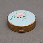 Vintage Hand Painted Floral Enamel Brass Pill Box Compact Case 1 6  Rose