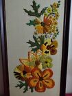 Vintage Crewel Embroidery - Large Framed Flowers  - Mcm 32 5  X 18 5 