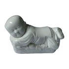 Chinese White Porcelain Pillow Opium Headrest Vtg Baby Boy Buddha Bina