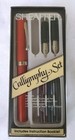 Vintage Sheaffer Red Fountain Pen W  3 Nibs Calligraphy Set F  M  B Original Box