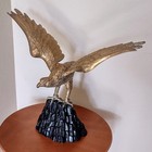      Vintage Large Cast Brass Bald Eagle Rock Sculpture Statue 22  X 17  
