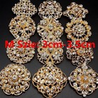 24pc Lot Mixed Gold Silver Rhinestone Crystal Brooches Pins Diy Wedding Bouquet