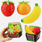 Schylling Groovy Nee_doh Fruit Stress Ball Set     Squeezable Fidget Toy Pack 3