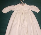 Antique White Baptism Christening Gown Cotton Lace  Size O - 3 Months