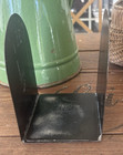 Vintage Pair Tole Toleware Bookends Black Metal Floral Bow Hand Painted