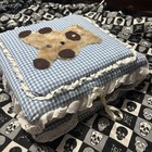 Vintage Fabric Ruffled Teddy Bear Baby Book Photo Album Binder 