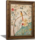 Gold Framed Vintage Plant Bird Canvas Wall Art Medieval Nature Aesthetic Flow   