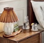 New Hearth   Home Magnoila Ceramic Table Lamp With Brown Pleated Shade In Box