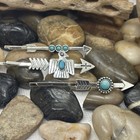 Set 3 Silver Southwest Western Hair Pins Clips Turquoise Arrow Thunderbird Festi