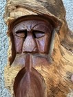 Vintage Rustic Hand Carved Wood Wise Old Man Face Primitive Folk Art Forest