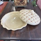 Vintage Ceramic Cherry Pie Plate Dish 1981 - Server With Covered Lid Bell Cerami