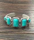 Turquoise Cuff Bracelet - Elegant Navajo Design  Boho Southwestern  Ships In Gif