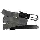 Vintage 80s Silver Scalloped Edge Woven Metal Belt Black Leather   Silver Buckle