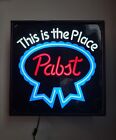 Vintage Pabst Blue Ribbon Beer Opti Neo Neon Lighted Bar Sign Milwaukee 17 X 17 