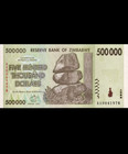 100 Pcs X 500 000 Dollar Zimbabwe Vf-xf 2008 Banknotes  full Bundle  