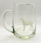 Vintage White Horse Blended Scotch Whisky Clear Glass Pub Pitcher New York  Ny