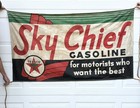 Vintage Texaco Sky Chief Gasoline Oil Advertising Cloth Banner Sign