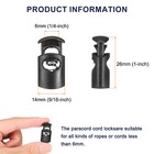 30pcs Cord Lock Single Hole Spring Toggle Stopper For Drawstring  Black