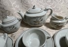 Partial Vintage Childs Tea Set Made In Japan White China Bird On Branch Design 