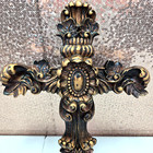 Decorative Baroque Style Cross Wall Gold Black Wall Hanging Rustic Houseware