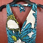 Vintage 1960s Aqua Daisy Deweese Halter Maxi Slitted Swim   Sun Dress Size 10