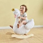 - Plush Rocking Horse Wooden  Swan Rocker  Baby Riding Animal Kid Ride White