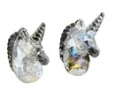 Vintage Paperweight Figurine Unicorn Heads  Art Glass Iridescent Speckled  2 