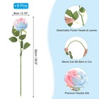 8pcs Fake Roses Artificial Flowers W Stems Real Look Bouquet Gradient Blue Pink