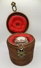 Pre 1890 Antique Chinese Rose Medallion Famille Rose Teapot With Basket