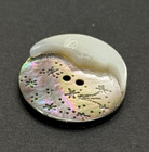 Vintage Carved Crescent Moon   Stars Smokey Mop Shell Button - 13 16   a 